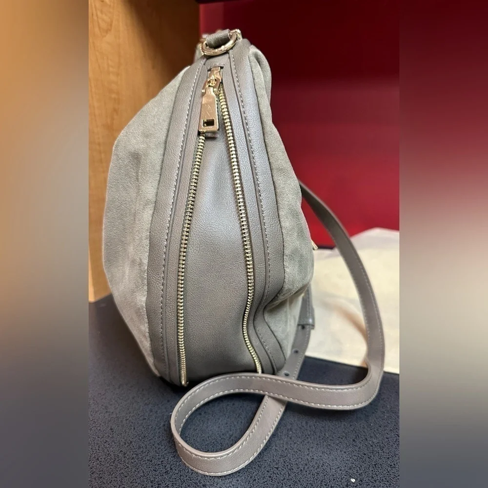 I.N.C. International Concepts Dark Sage Green Faux Suede & Faux Leather Hobo Bag